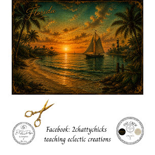 Decoupage Florida Sunset Lighthouse & Sailboat Tissue Paper