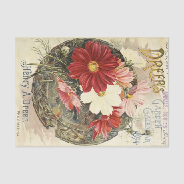 Decoupage Flowers Vintage Garden Tissue Paper (Front)
