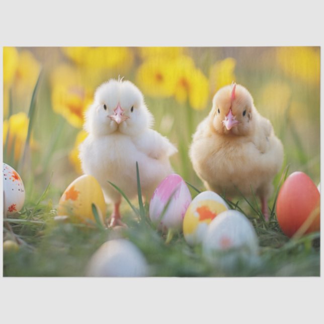 Decoupage Fluffy Chicks Pastel Colours Easter Tissue Paper (Front)