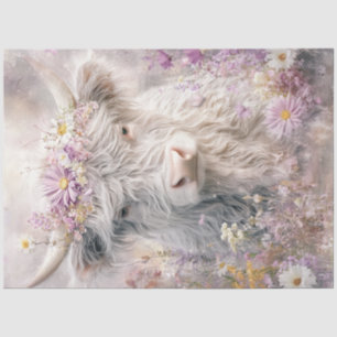 Decoupage Fluffy Highland Cow Crown Flowers  Tissue Paper