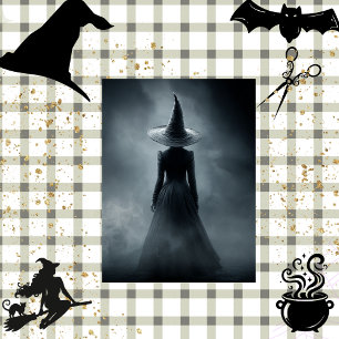 Decoupage Foggy Witch Silhouette Halloween Tissue Paper