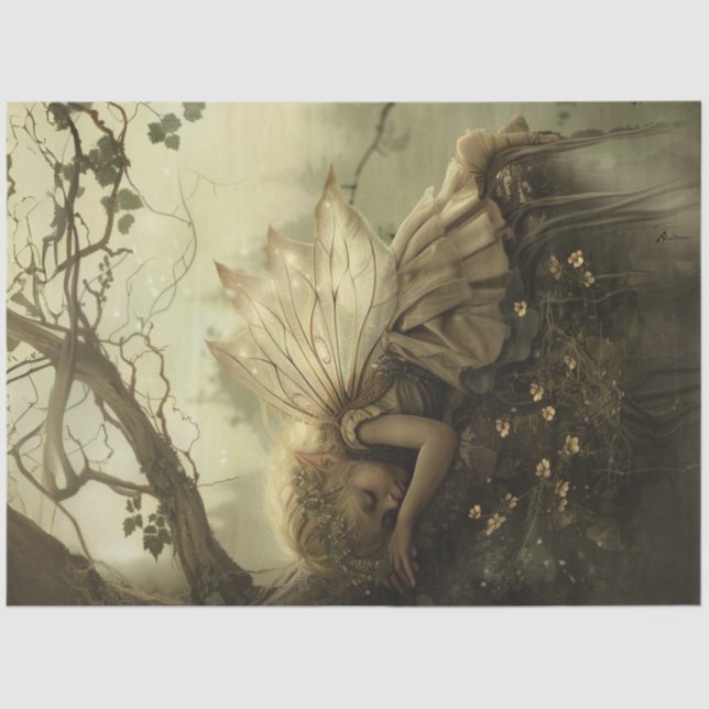 Decoupage Forest Fairy Magical Nature  Tissue Paper (Front)