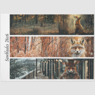 Decoupage Fox Forest Scenes Handsaw Panels  Tissue Paper