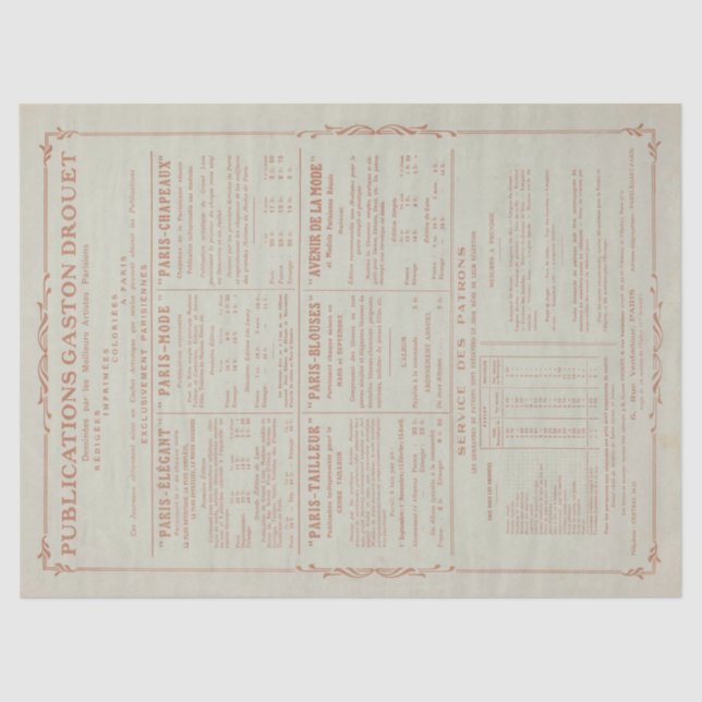 Decoupage French Fashion Magazine Vintage Green Tissue Paper (Front)