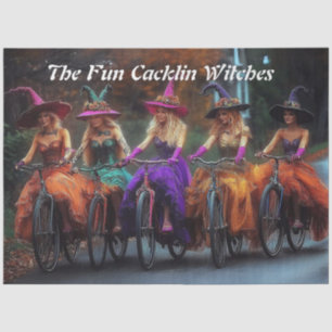 Decoupage Fun Cackling Vibrant Dressed Witches  Tissue Paper