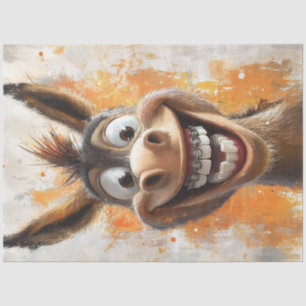 Decoupage Funny Expressive Happy Donkey  Tissue Paper