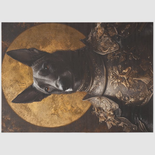 Decoupage German Shepard Mediaeval Armour  Tissue Paper (Front)