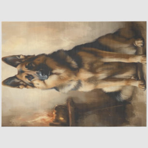 Decoupage German Shepard Posing Portrait Tissue Paper