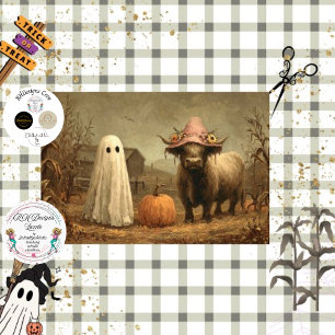 Decoupage Ghost Highland Halloween Farm  Tissue Paper