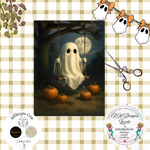 Decoupage Ghostly Magic Swinging In Moon Tissue Paper
