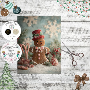 Decoupage Gingerbread Christmas Holiday Scene Tissue Paper