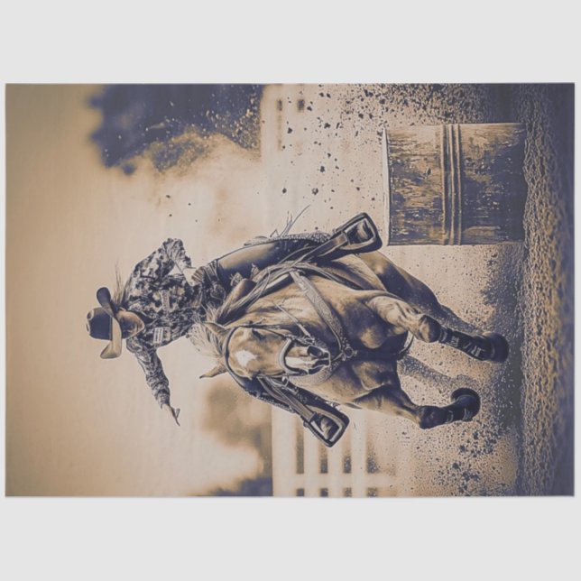 Decoupage Girl Barrel Racer Arena Competition  Tissue Paper (Front)