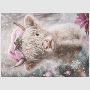 Decoupage Girl Dressed Christmas Attire Tissue Paper