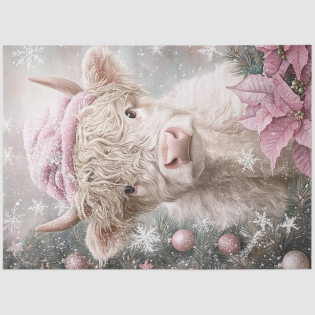 Decoupage Girl Dressed Christmas Attire  Tissue Paper (Front)