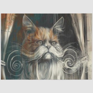 Decoupage Glamour Cat Mustache Abstract Tissue Paper