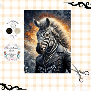 Decoupage Glowing Zebra Guardian Art Tissue Paper