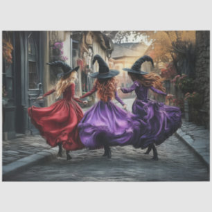 Decoupage Good Witches Dancing Cobblestone Street Tissue Paper