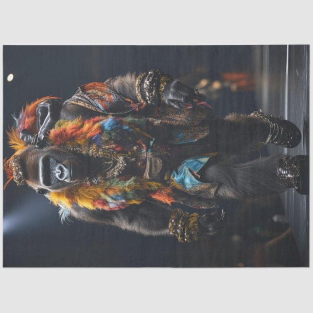 Decoupage Gorilla Fashion Runway Bold Colours Tissue Paper (Front)