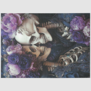 Decoupage Gothic Elegance Skeleton Couple Lilac Tissue Paper