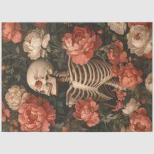 Decoupage Gothic Grace Skeleton Peach Cream Flower Tissue Paper