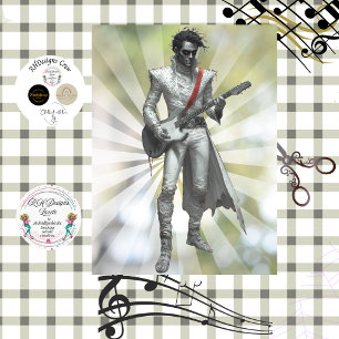 Decoupage Gothic Guitarist Vampire Rockstar Tissue Paper