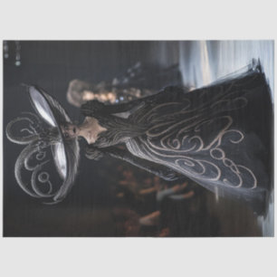 Decoupage Gothic High Fashion Model Black Gown Tissue Paper