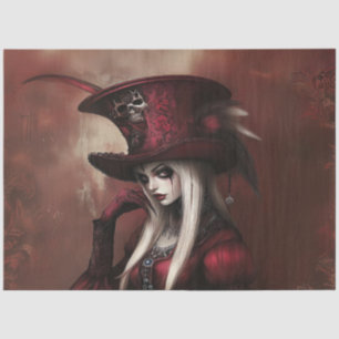 Decoupage Gothic Lady in RED  Tissue Paper