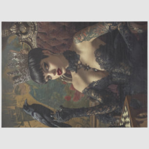 Decoupage Gothic Royalty Queen in Black Tissue Paper