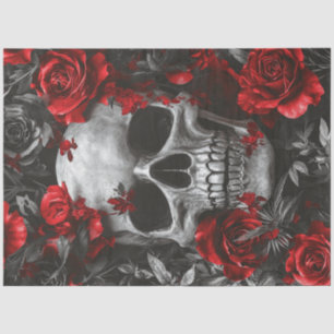 Decoupage Gothic Silver Skeleton Skull  Tissue Paper