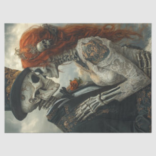 Decoupage Gothic Skeleton Couple Proposal Tissue Paper