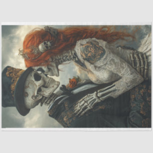 Decoupage Gothic Skeleton Couple Proposal Tissue Paper