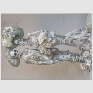Decoupage Gothic Skeleton Couple Silver Attire Tissue Paper