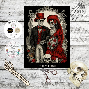 Decoupage Gothic Skeleton Wedding In Red Black  Tissue Paper