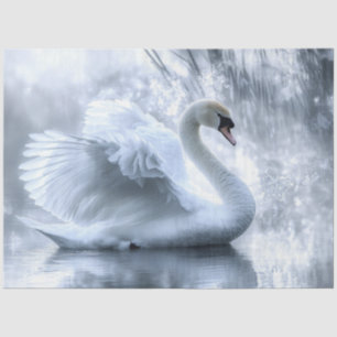 Decoupage Graceful Swan Pond Reflection  Tissue Paper