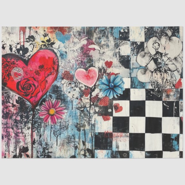 Decoupage Graffiti Valentine Street Art  Tissue Paper (Front)
