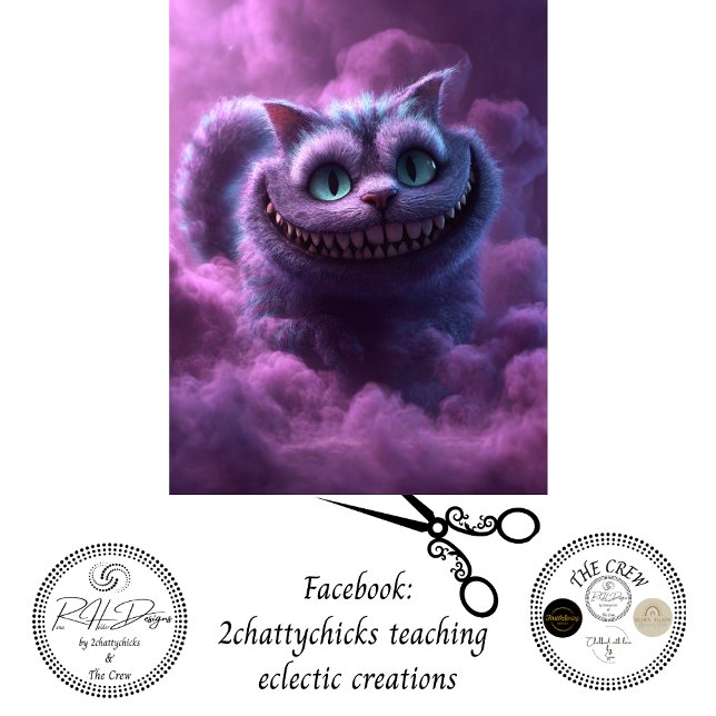 Decoupage Grinning Cat Enchanted Purple Mist Tissue Paper (Creator Uploaded)