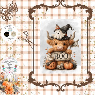 Decoupage Halloween Highland Cow Boo Sign Tissue Paper