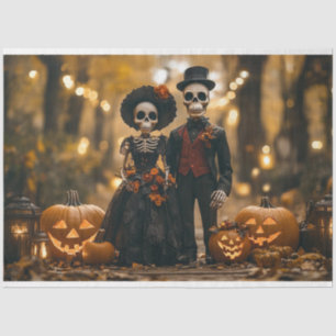 Decoupage Halloween Skeleton Couple Landscape Tissue Paper