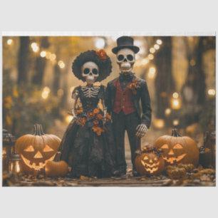 Decoupage Halloween Skeleton Couple Tissue Paper