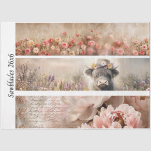 Decoupage Handsaw Design Rose, Peony, Cow Tissue Paper