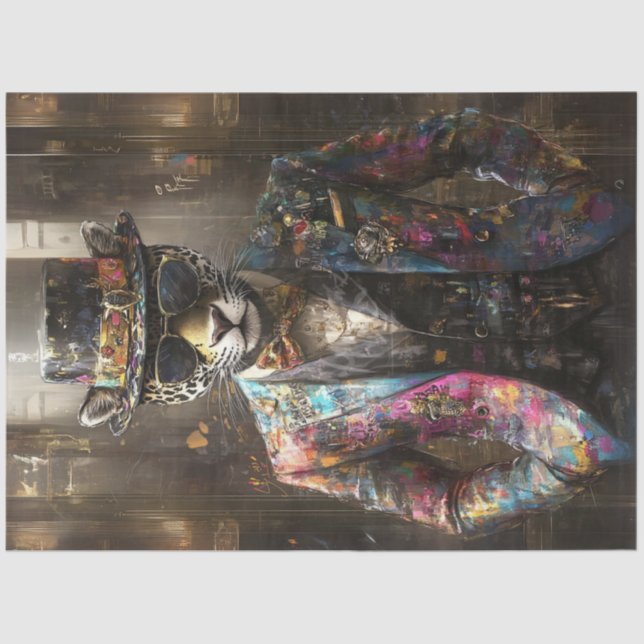 Decoupage Handsome Leopard Fashion Show  Tissue Paper (Front)