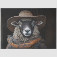 Decoupage Handsome Sheep Brown Hat Scarf 