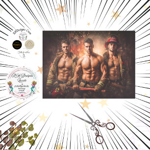 Decoupage Heroic Firefighters Dramatic Fire Scene Tissue Paper