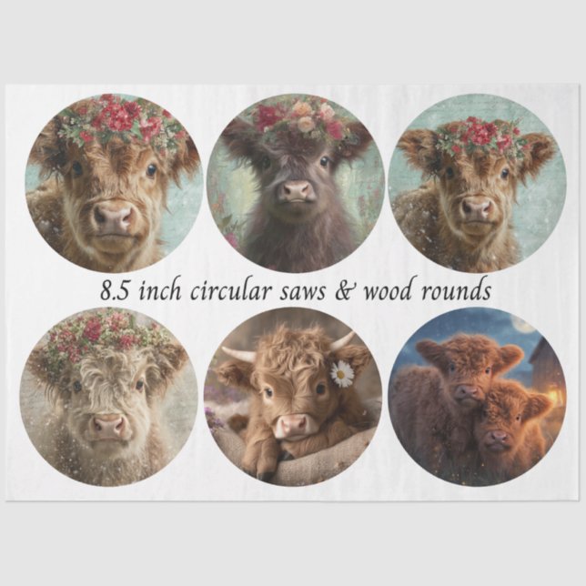 Decoupage Highland Circular Saw Designs 8.5"  Tissue Paper (Front)