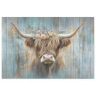 Decoupage Highland Cow Blue Distressed Background