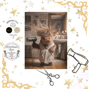 Decoupage Highland Cow Salon Art Bad Hair Day  Tissue Paper