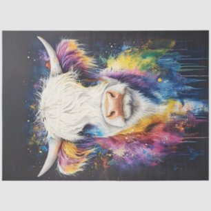 Decoupage Highland Cow Splash Vibrant Colors Tissue Paper
