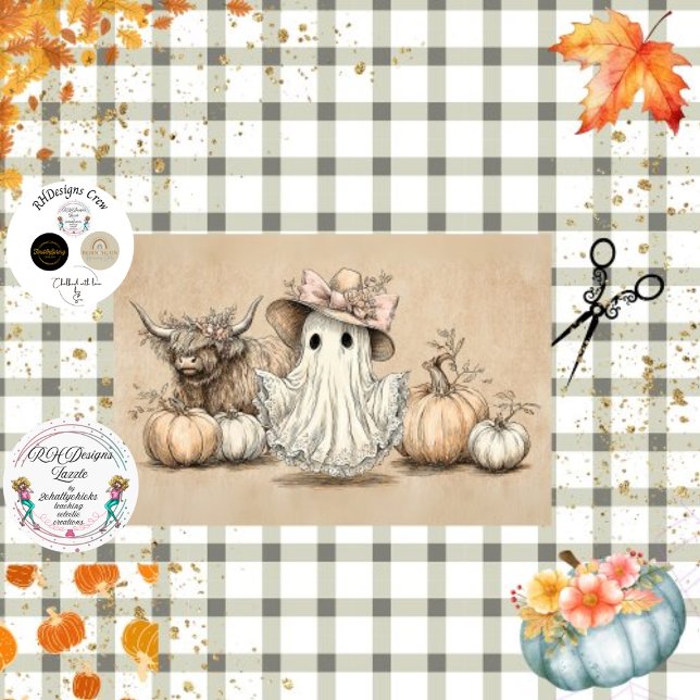 Decoupage Highland Cow White Ghost  Tissue Paper (Creator Uploaded)