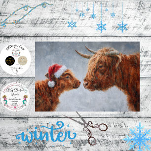 Decoupage Highland Mother &Calf Nose to Nose  Tissue Paper