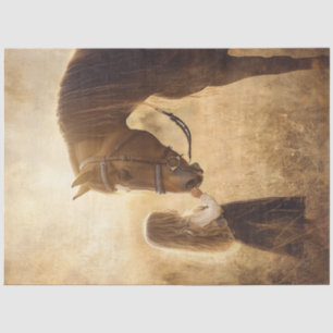 Decoupage Horse & Girl in Field  Tissue Paper